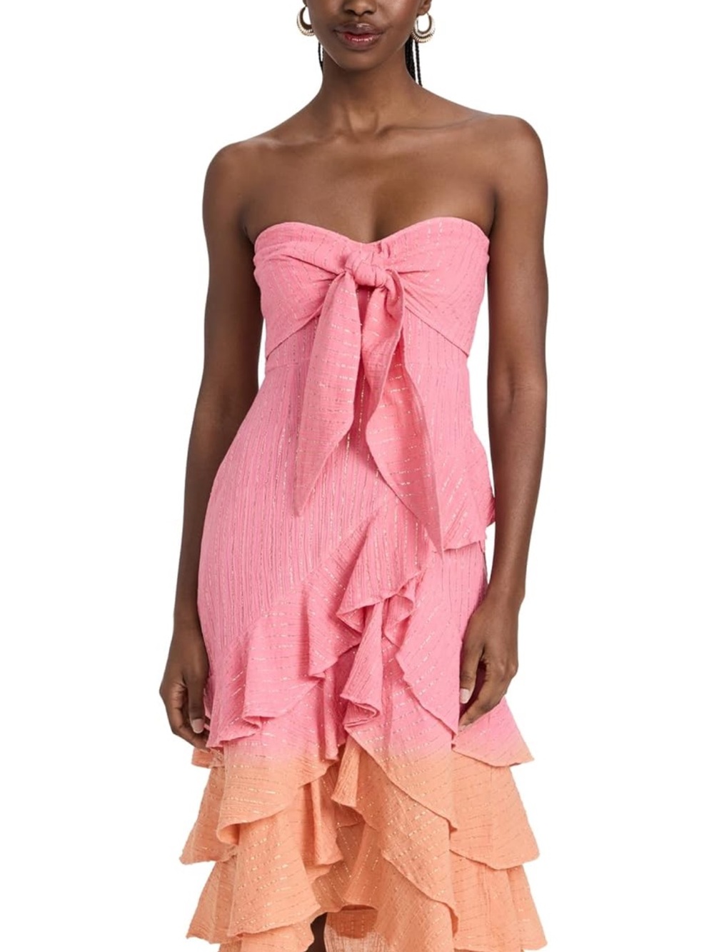 REVOLVE Sundress Pink and Orange Ruffle Strapless Party Dress